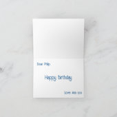 ネイビーとピンクのmtbサイクリストの誕生日カード カード (内部)