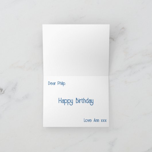 ネイビーとピンクのmtbサイクリストの誕生日カード カード (内部)