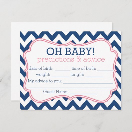 ネイビーとピンクシェブロンの予測とアドバイスカード アドバイスカード (正面/裏面)