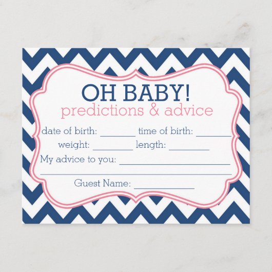 ネイビーとピンクシェブロンの予測とアドバイスカード アドバイスカード (正面)