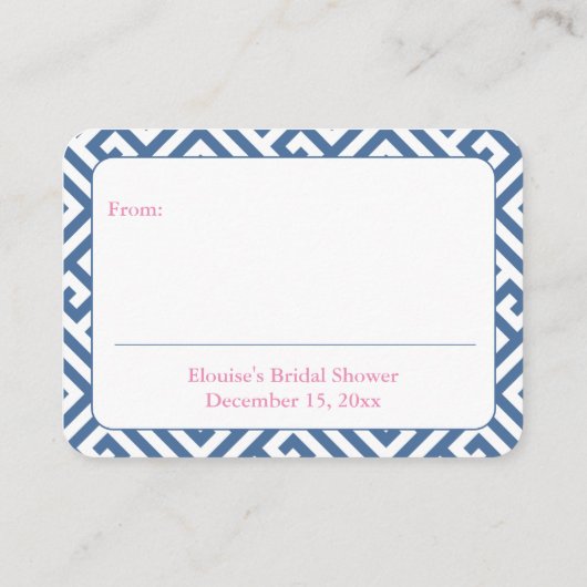 ネイビーとピンクジンジャージャーの瓶ディスプレイシャワー エンクロージャーカード (裏面)