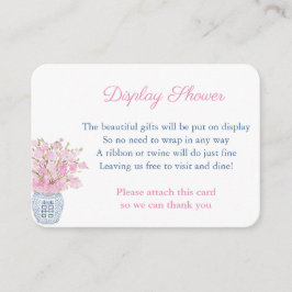 ネイビーとピンクジンジャージャーの瓶ディスプレイシャワー エンクロージャーカード