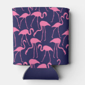 ネイビーとピンクフラミンゴのパターン 缶クーラー (裏面)