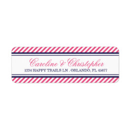 ネイビーとピンク航海のの結婚差出人住所 ラベル