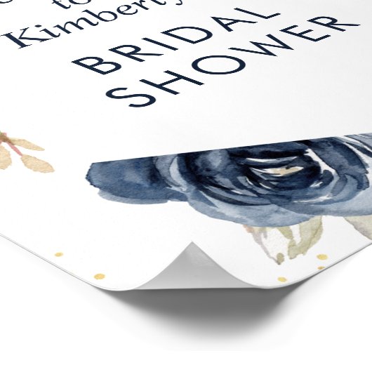 ネイビーとブッシュのウェディングシャワー ウェルカムサイン ポスター (角)