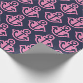 ネイビーとブライトピンクのいかり包装紙 ラッピングペーパー (角)