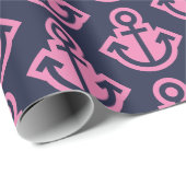 ネイビーとブライトピンクのいかり包装紙 ラッピングペーパー (ロールコーナー)