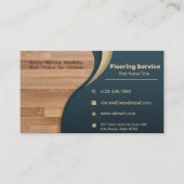 ネイビーとブラウンモダンフローリング&タイリング 名刺 (正面)