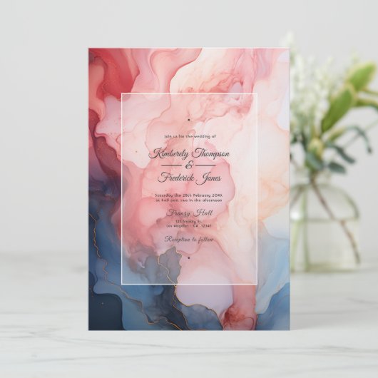 ネイビーとブルゴーニュのアルコ結婚ールインク 招待状 (スタンド正面)