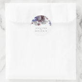 ネイビーとブルゴーニュの水色の花 ラウンドシール (バッグ)