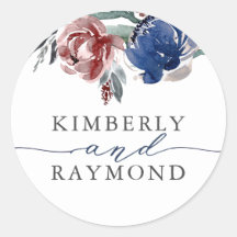 ネイビーとブルゴーニュの花水色