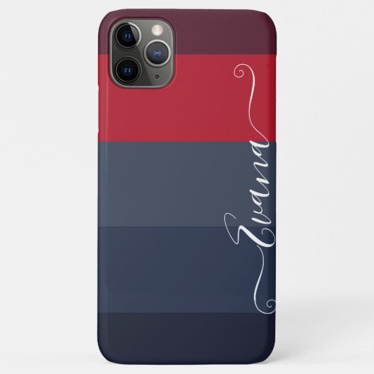 ネイビーとブルーのストライプの色ブロックに名前を入れられます Case-Mate iPhoneケース (裏面)