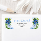 ネイビーとブルーのフローラと葉のブライダルシャワー ラベル (インサイチュ)