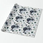 ネイビーとブルーウォーターのカラーバラ ラッピングペーパー (アンロールド)