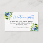 ネイビーとベビーブルー結婚の花は贈り物のメモ エンクロージャーカード (正面)