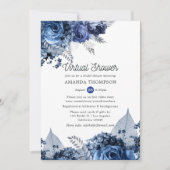 ネイビーとホワイトとシルバーバーチャルブライダルシャワー 招待状 (正面)