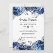 ネイビーとホワイトとシルバーバーチャルブライダルシャワー 招待状 (正面)