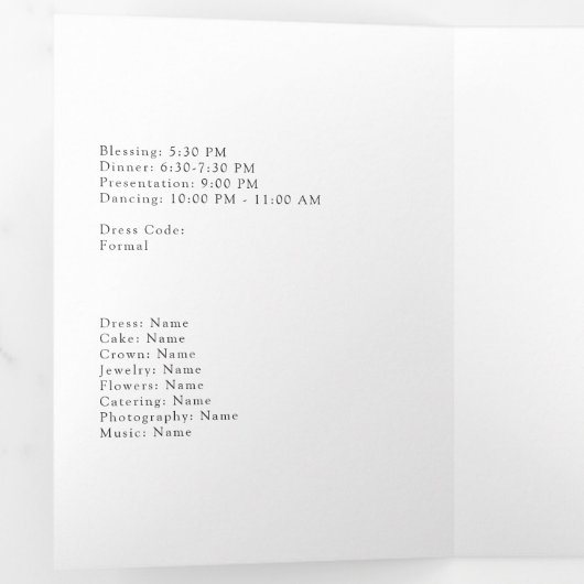 ネイビーとホワイトとシルバーフォイルフローラクインセアニラ 三つ折り招待状 (内部最初)