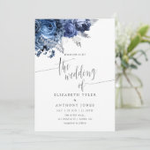 ネイビーとホワイトとシルバー・フォイル結婚式招待状 招待状 (スタンド正面)