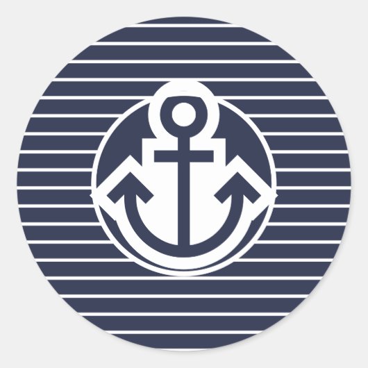 ネイビーとホワイトのいかりシール ラウンドシール (正面)