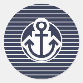 ネイビーとホワイトのいかりシール ラウンドシール