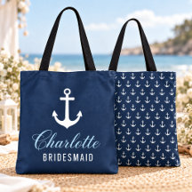 ネイビーとホワイトのアンカーの花嫁の友人への nautical ギフト