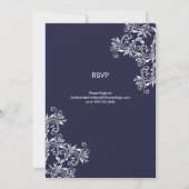 ネイビーとホワイトのエレガントなスタイルの結婚式 招待状 (裏面)