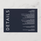 ネイビーとホワイトのエレガントなモダン ミニマリスト ウェディング エンクロージャーカード (正面)