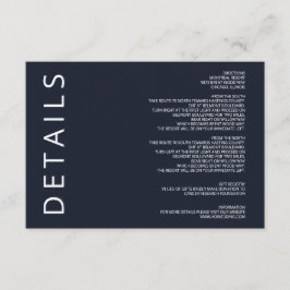 ネイビーとホワイトのエレガントなモダン ミニマリスト ウェディング エンクロージャーカード