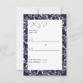 ネイビーとホワイトのエレガントスタイル 出欠カード (正面)