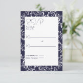 ネイビーとホワイトのエレガントスタイル 出欠カード (スタンド正面)