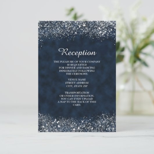 ネイビーとホワイトのスターダスト受付招待状 招待状 (スタンド正面)