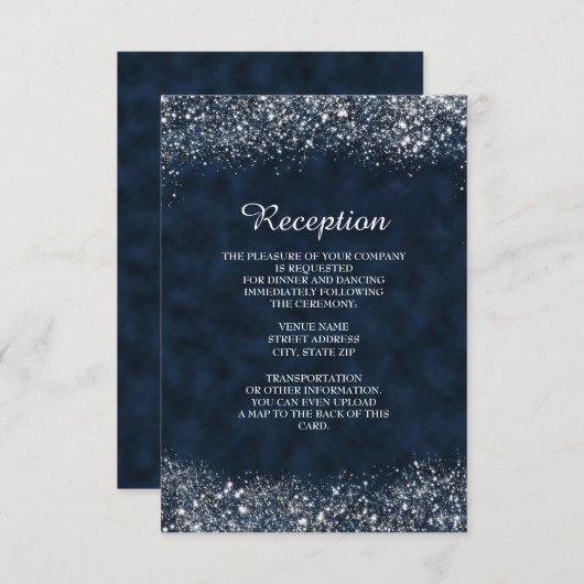 ネイビーとホワイトのスターダスト受付招待状 招待状 (正面/裏面)