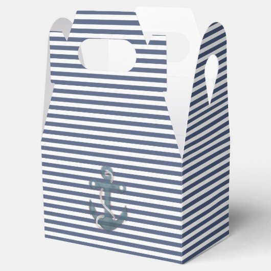 ネイビーとホワイトのストライプにアンカー フェイバーボックス (オープン)