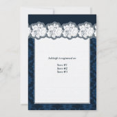 ネイビーとホワイトのダマスク織、レースのブライダルシャワー招待状 招待状 (裏面)