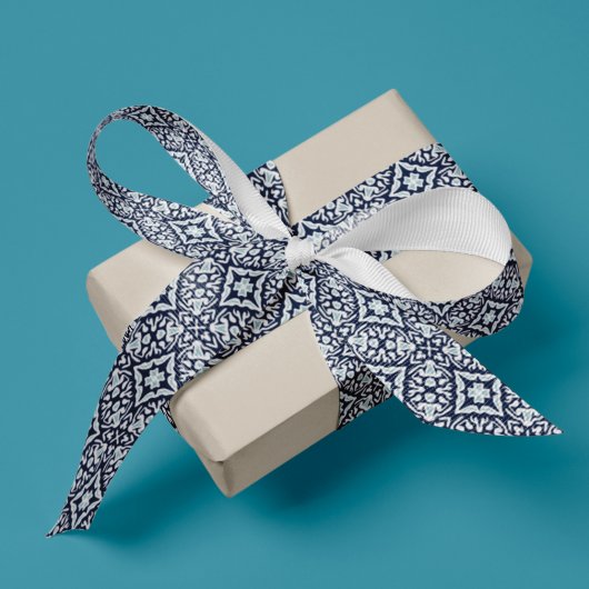 ネイビーとホワイトのパタ地中海のーン グログランリボン