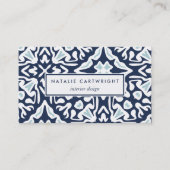 ネイビーとホワイトのパタ地中海のーン 名刺 (正面)