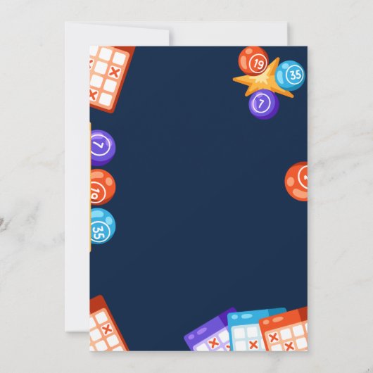 ネイビーとホワイトのビンゴナイトパーティー招待状 招待状 (裏面)