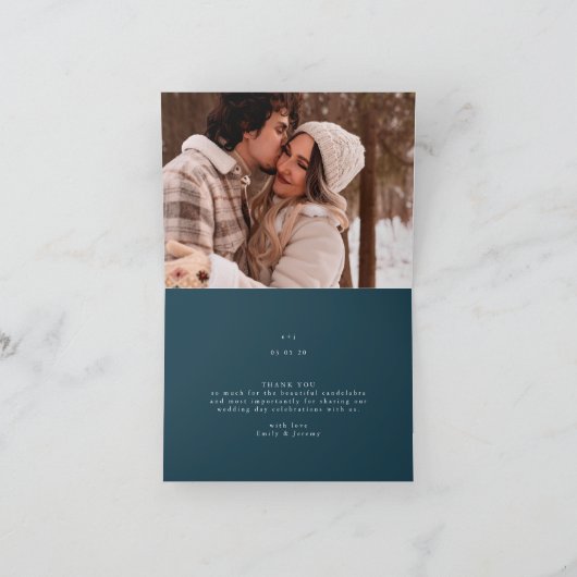 ネイビーとホワイトのフローラ結婚のサンキューカード サンキューカード (内部)