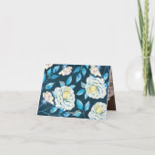 ネイビーとホワイトのフローラ結婚のサンキューカード サンキューカード (裏面)