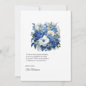 ネイビーとホワイトのフローラ結婚ズ サンキューカード (裏面)