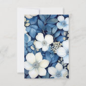ネイビーとホワイトのフローラ結婚ズ 出欠カード (裏面)