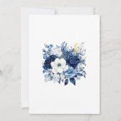 ネイビーとホワイトのフローラ結婚ズ 招待状 (裏面)