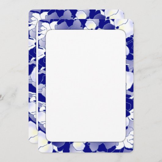 ネイビーとホワイトのフローラ縁どファン・プログラムの紙 プログラム (正面/裏面)