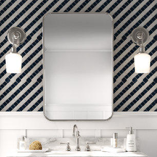 ネイビーとホワイトのモザイク対角線パターン 壁紙