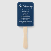 ネイビーとホワイトのラスティックな結婚式プログラム ハンドファン (裏面)