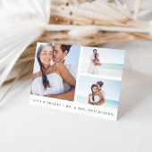 ネイビーとホワイトの写真コラージュ結婚式のお礼 サンキューカード