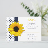 ネイビーとホワイトの水玉模様の結婚式返信カード 出欠カード (スタンド正面)