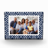 ネイビーとホワイトの竹格子フレーム フォトブロック (正面)