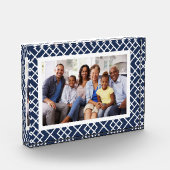 ネイビーとホワイトの竹格子フレーム フォトブロック (左)